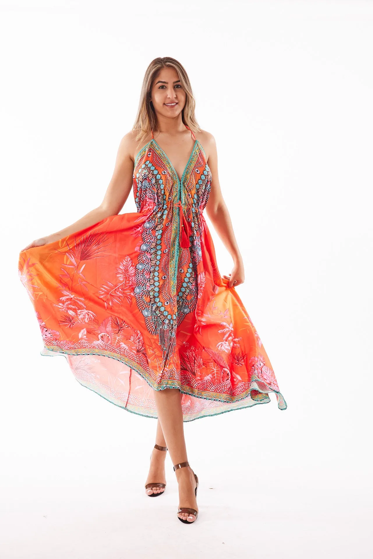 678 Halter floral dress. Dream colors!