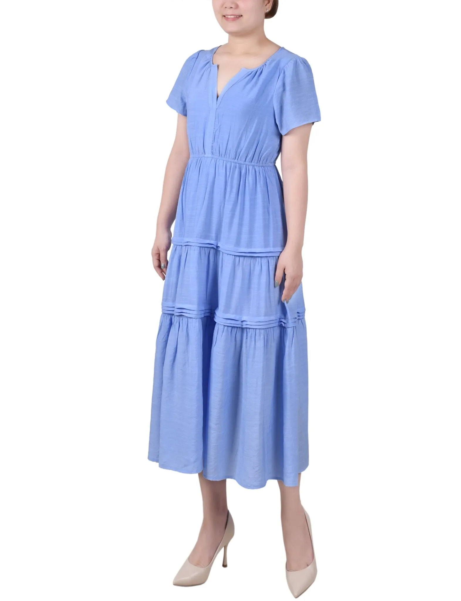 Ankle Length Short Sleeve Dress - Petite