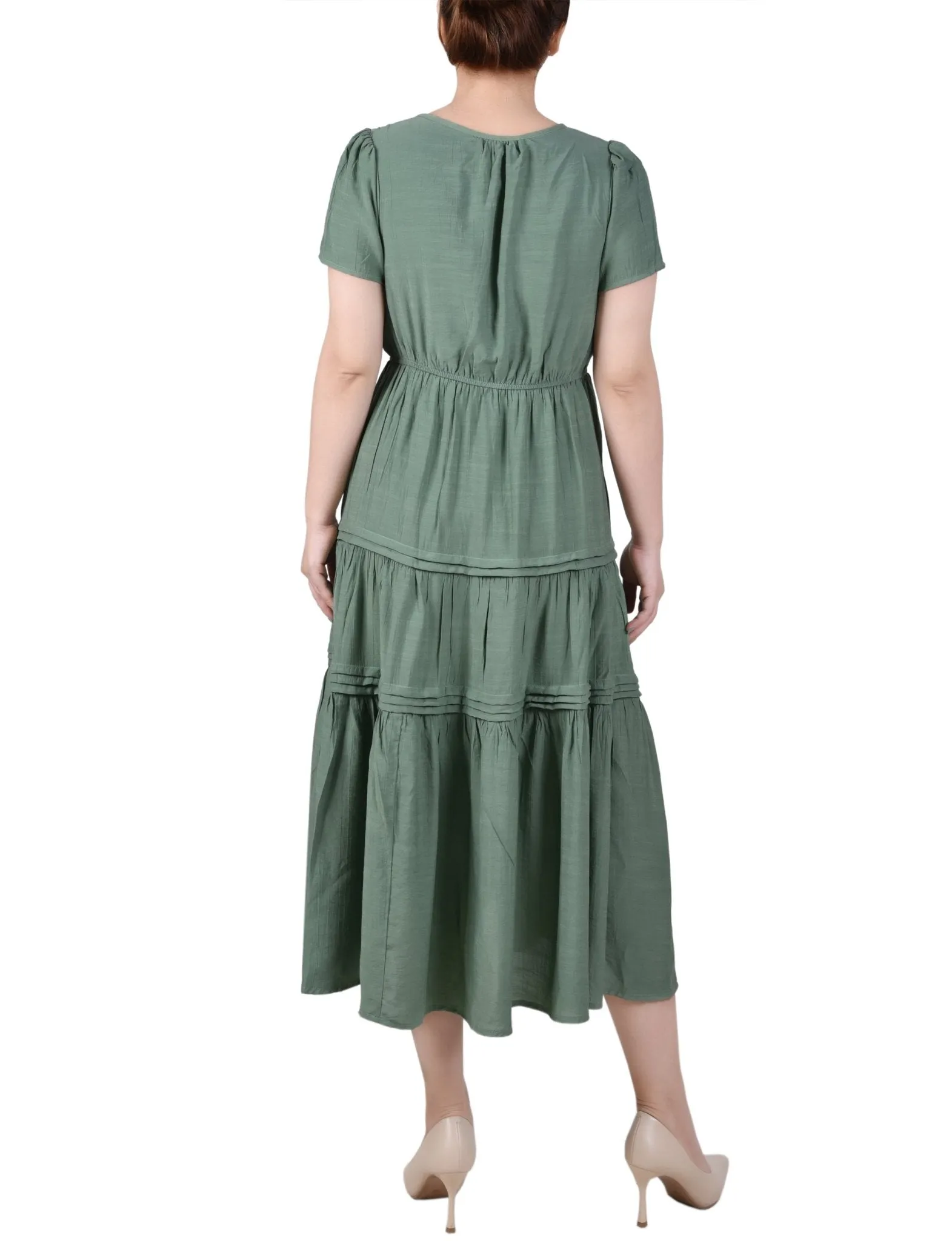 Ankle Length Short Sleeve Dress - Petite