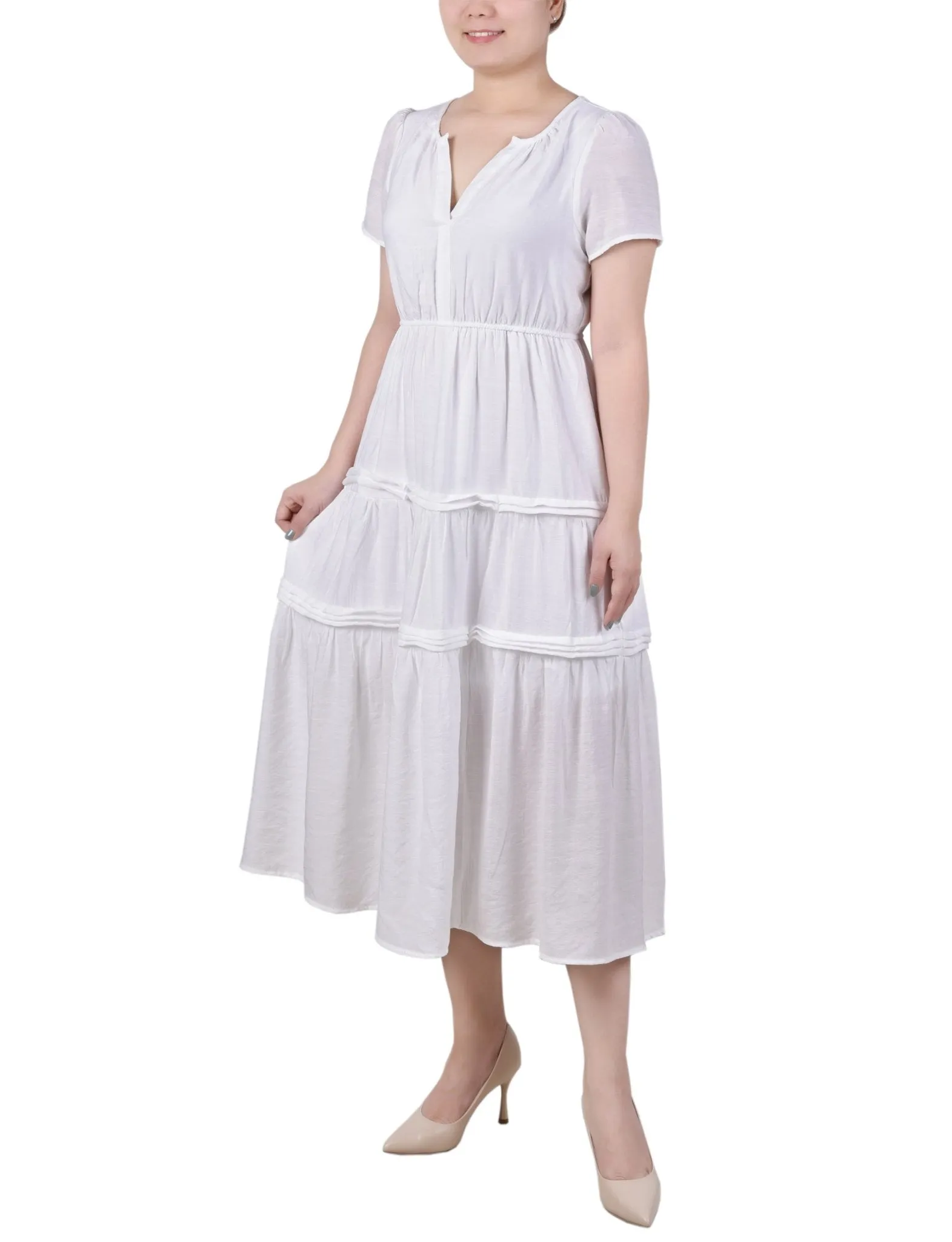Ankle Length Short Sleeve Dress - Petite