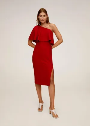 Asymmetrical Ruffle Midi Dress