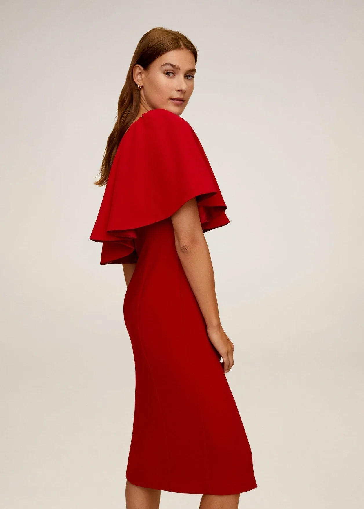 Asymmetrical Ruffle Midi Dress