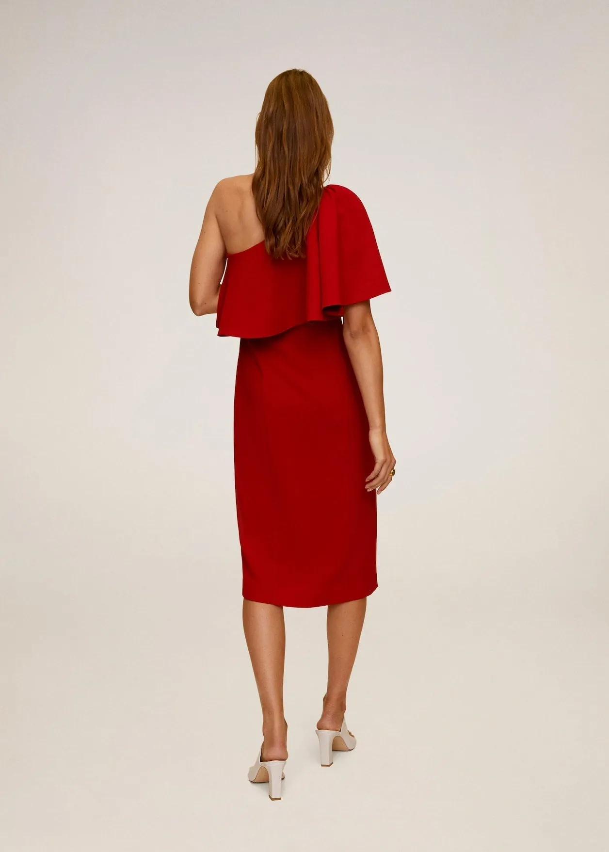 Asymmetrical Ruffle Midi Dress