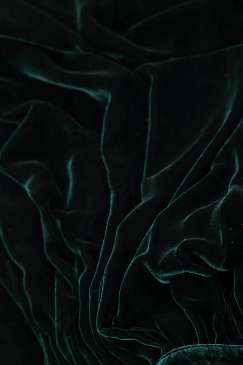 Balloon Emerald Silk Velvet Dress