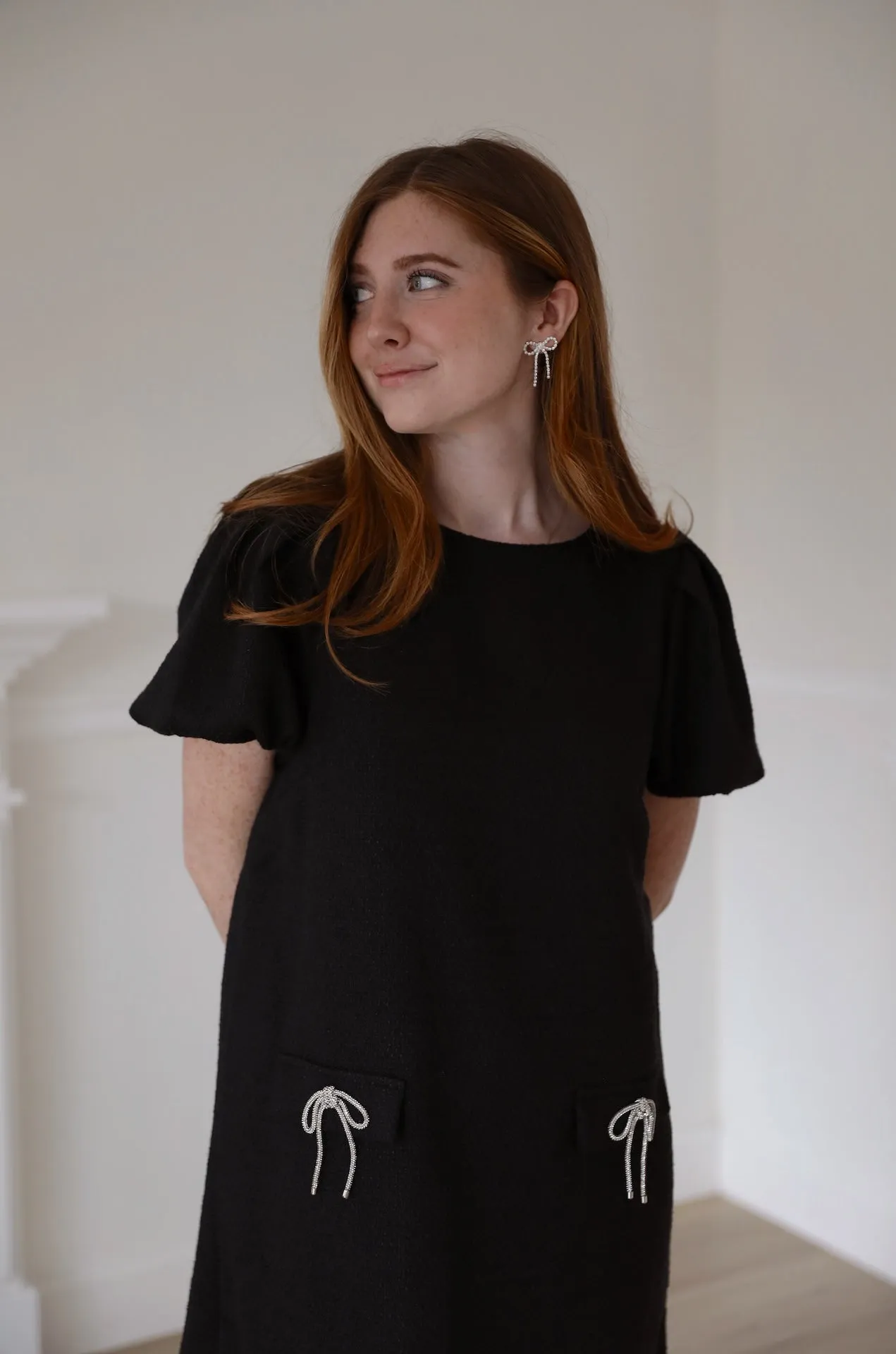 Black dress with bows
