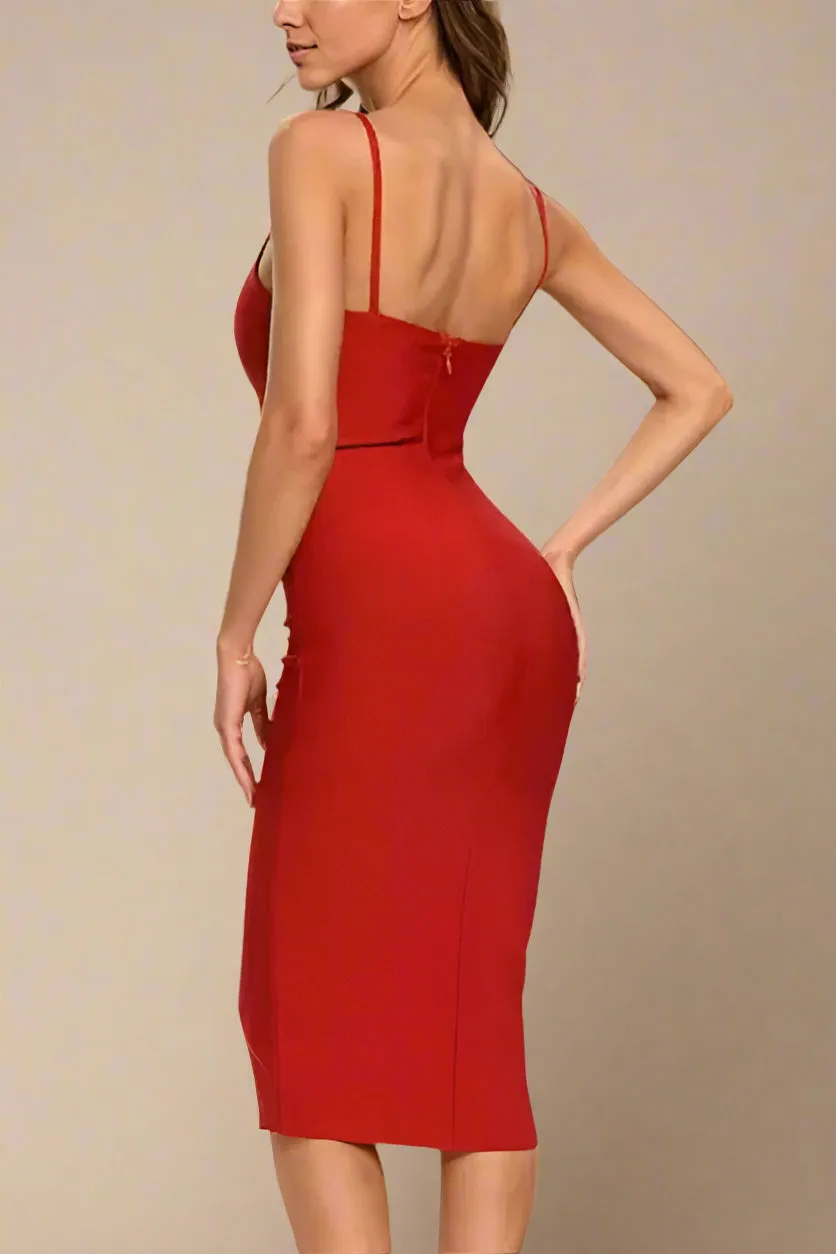 Blanche Bandage Midi Dress - Lipstick Red