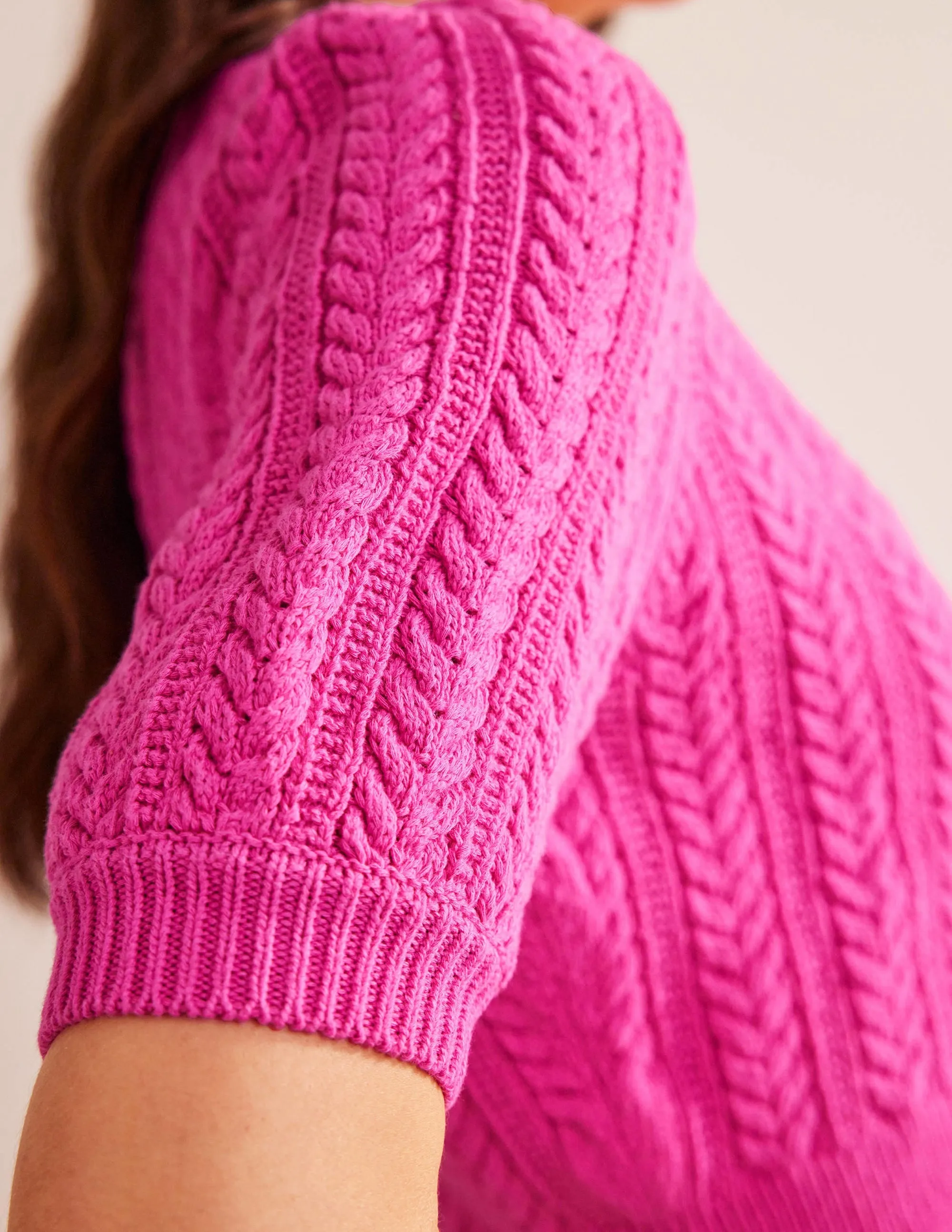Bow-Trim Cropped Cardigan-Phlox Pink