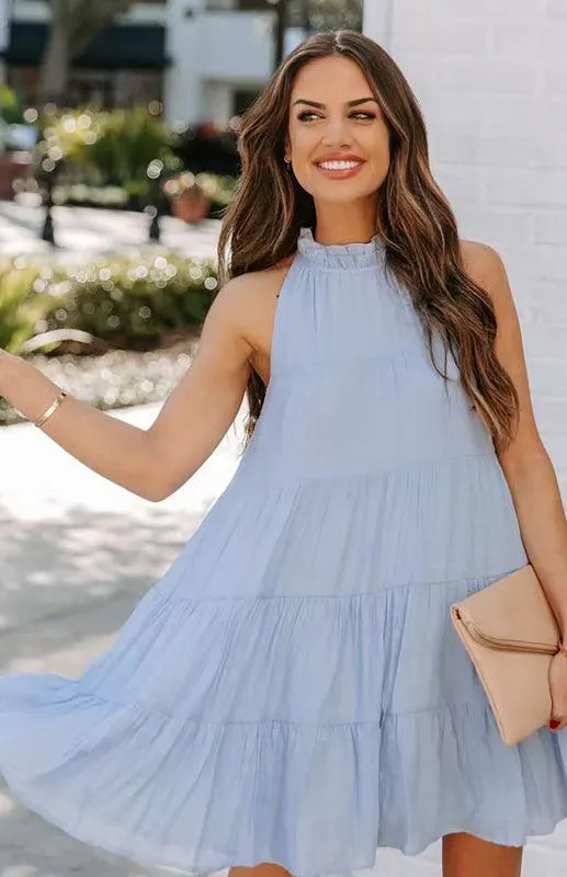 Breathable Sleeveless Round Neck Cotton Dress for Women in Chic Solid Colors