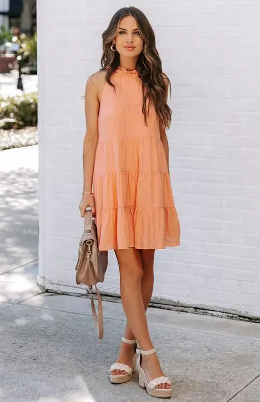 Breathable Sleeveless Round Neck Cotton Dress for Women in Chic Solid Colors