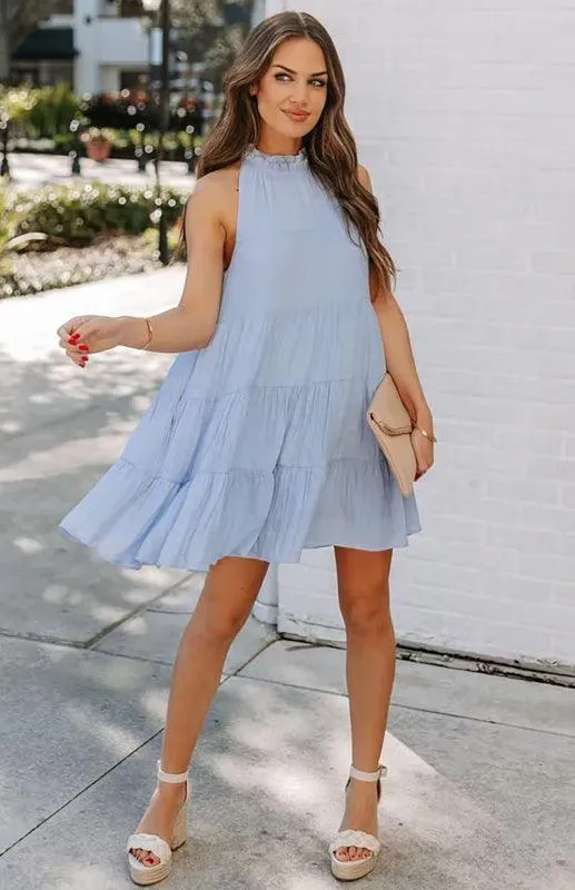 Breathable Sleeveless Round Neck Cotton Dress for Women in Chic Solid Colors