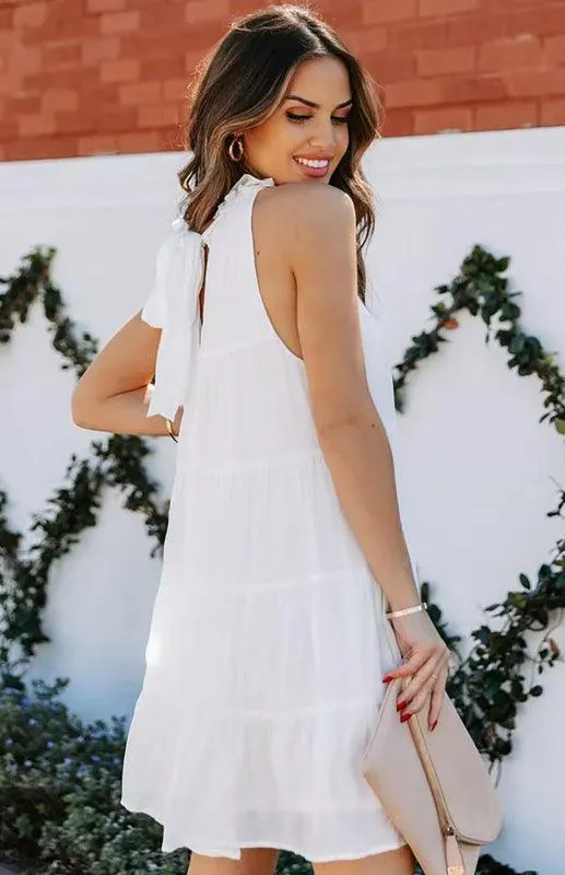Breathable Sleeveless Round Neck Cotton Dress for Women in Chic Solid Colors