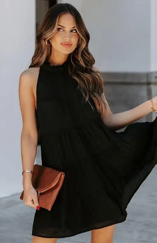 Breathable Sleeveless Round Neck Cotton Dress for Women in Chic Solid Colors