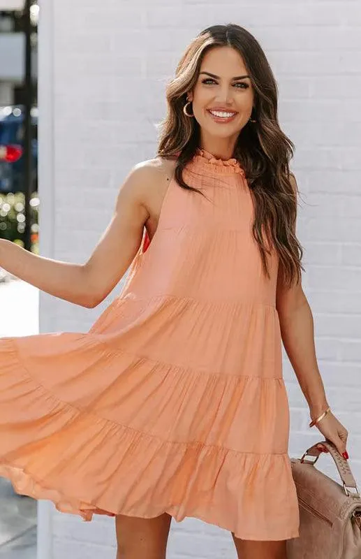 Breathable Sleeveless Round Neck Cotton Dress for Women in Chic Solid Colors