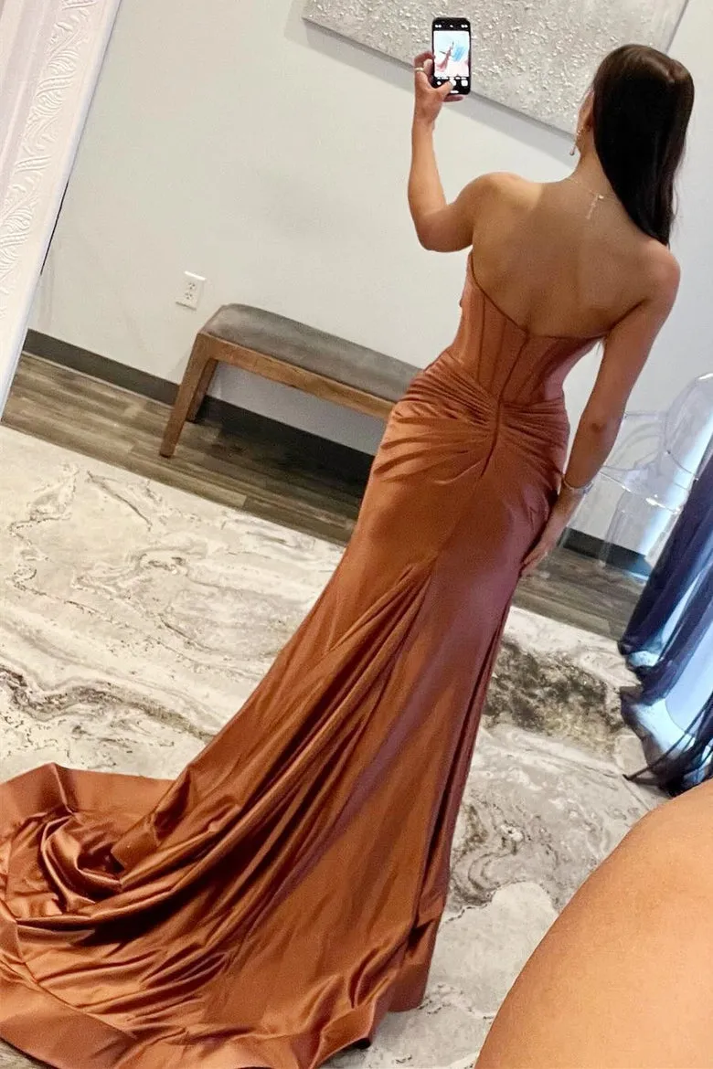 Brylee| Sweetheart Satin Mermaid Long Prom Dress