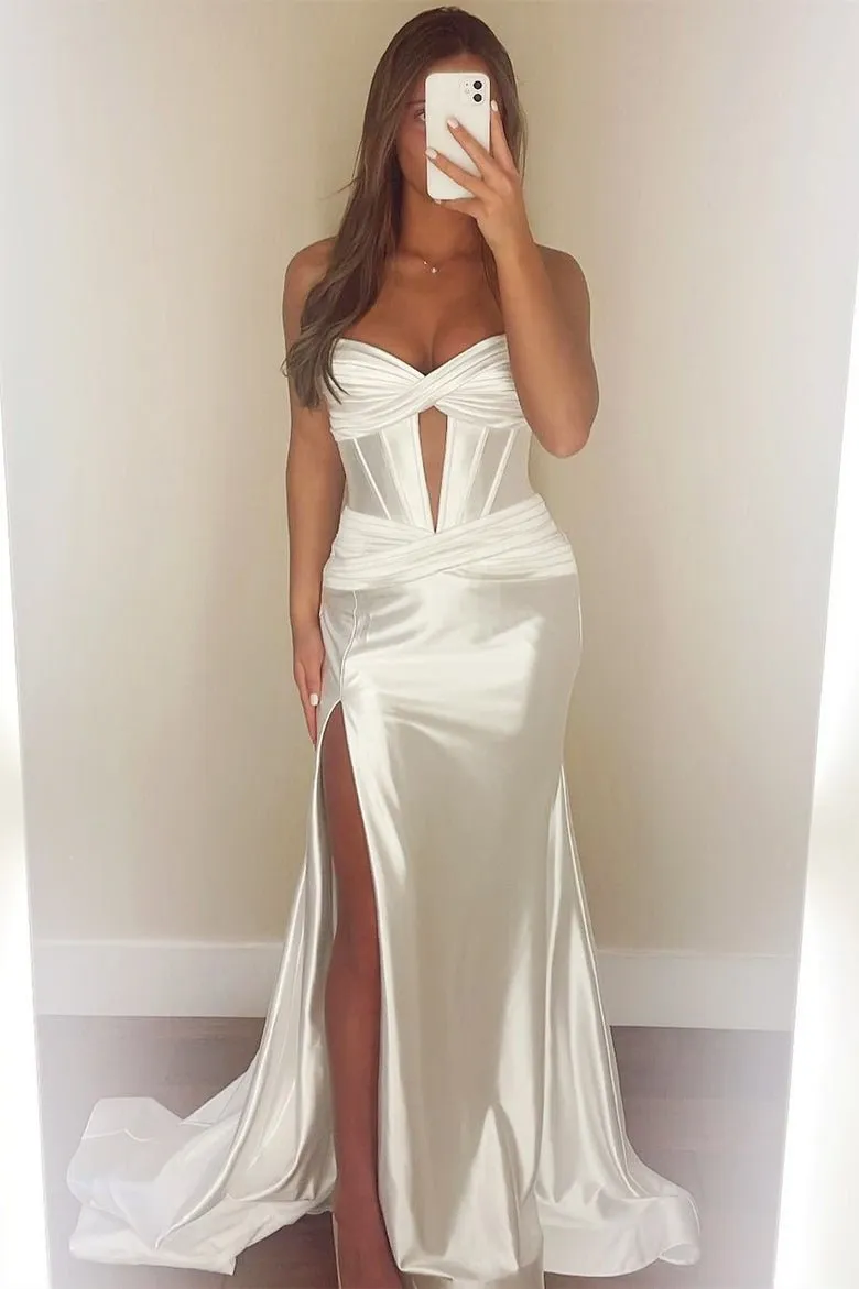 Brylee| Sweetheart Satin Mermaid Long Prom Dress