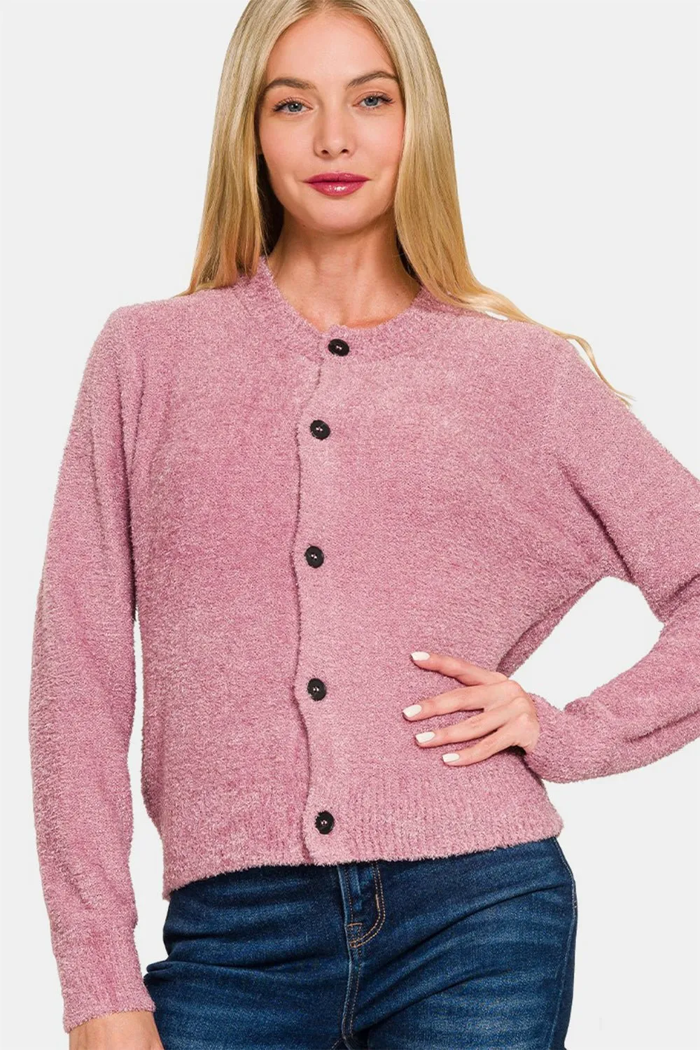 Button Down Long Sleeve Cardigan