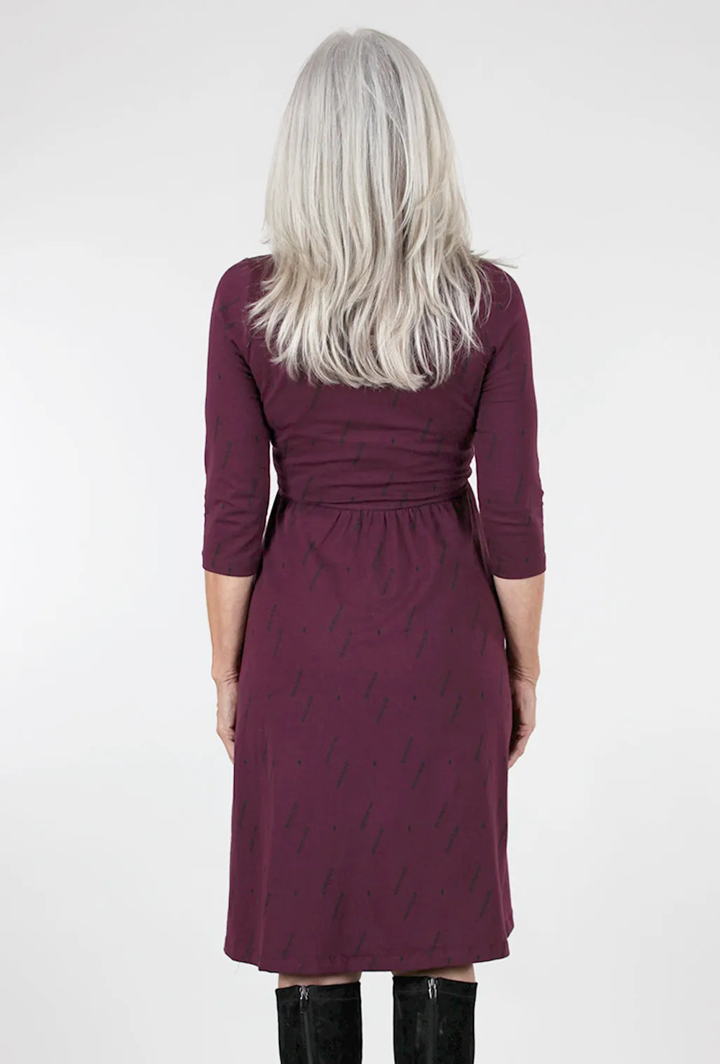 Callie L/S Wrap Dress, Dark Purple