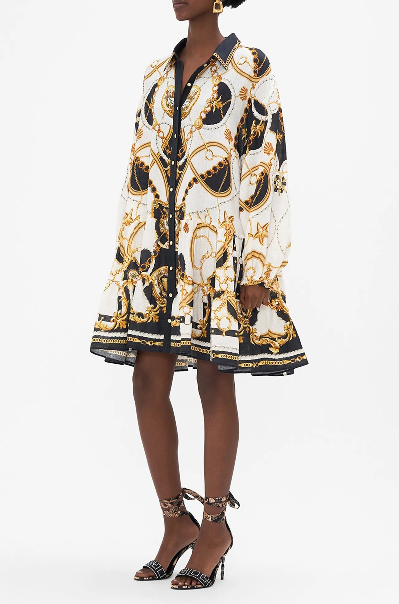 Camilla - Sea Charm Tiered Shirt Dress
