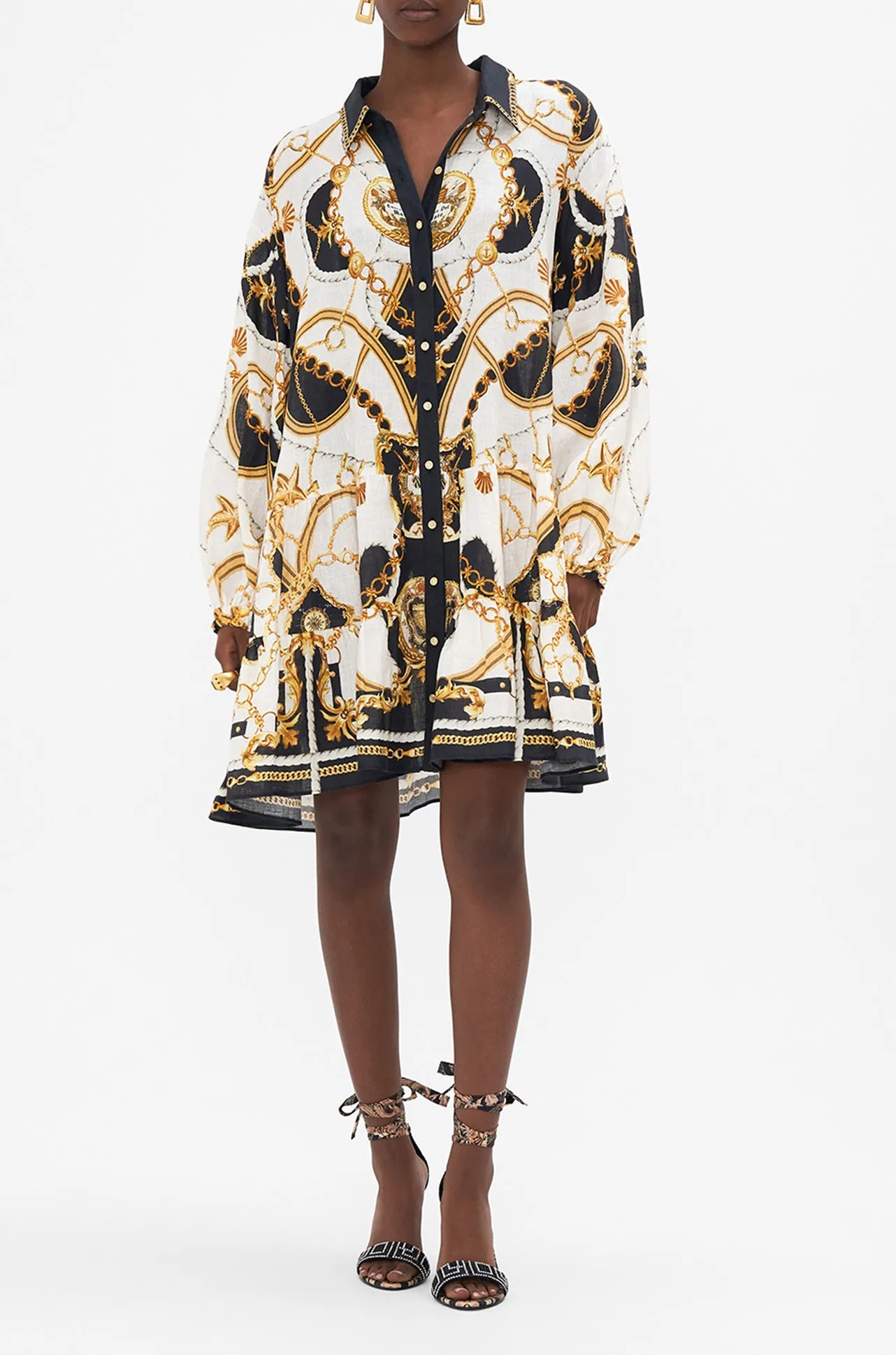 Camilla - Sea Charm Tiered Shirt Dress