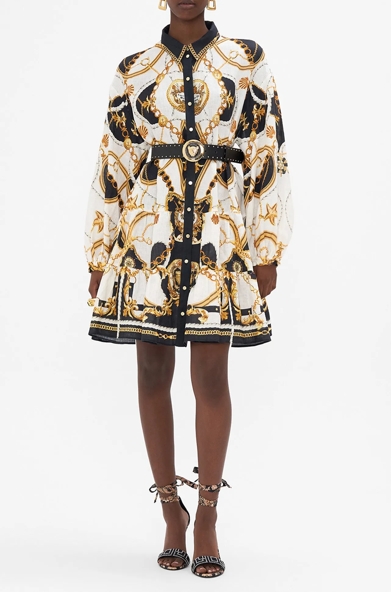 Camilla - Sea Charm Tiered Shirt Dress