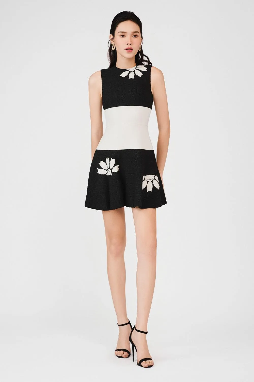 Catherine Drop Waist Sleeveless Taffeta Mini Dress