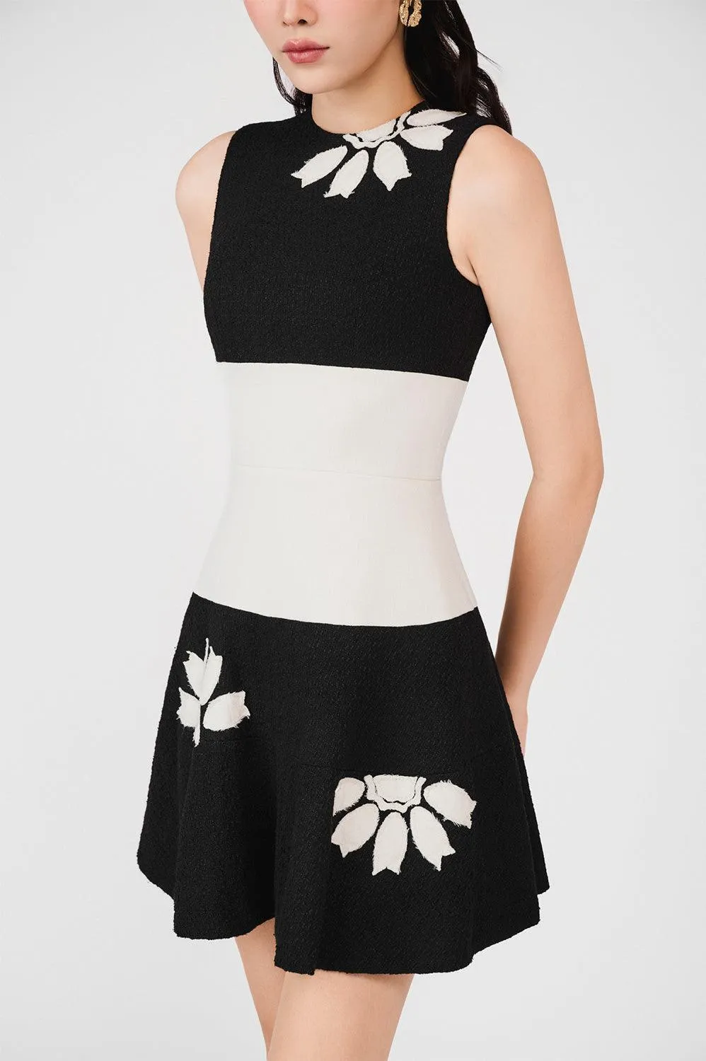 Catherine Drop Waist Sleeveless Taffeta Mini Dress