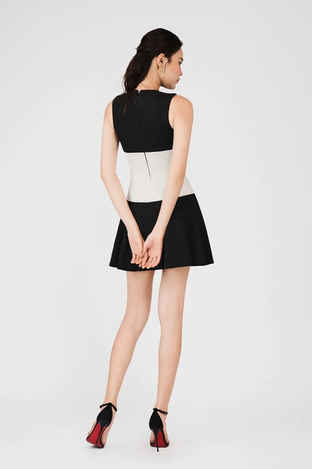 Catherine Drop Waist Sleeveless Taffeta Mini Dress