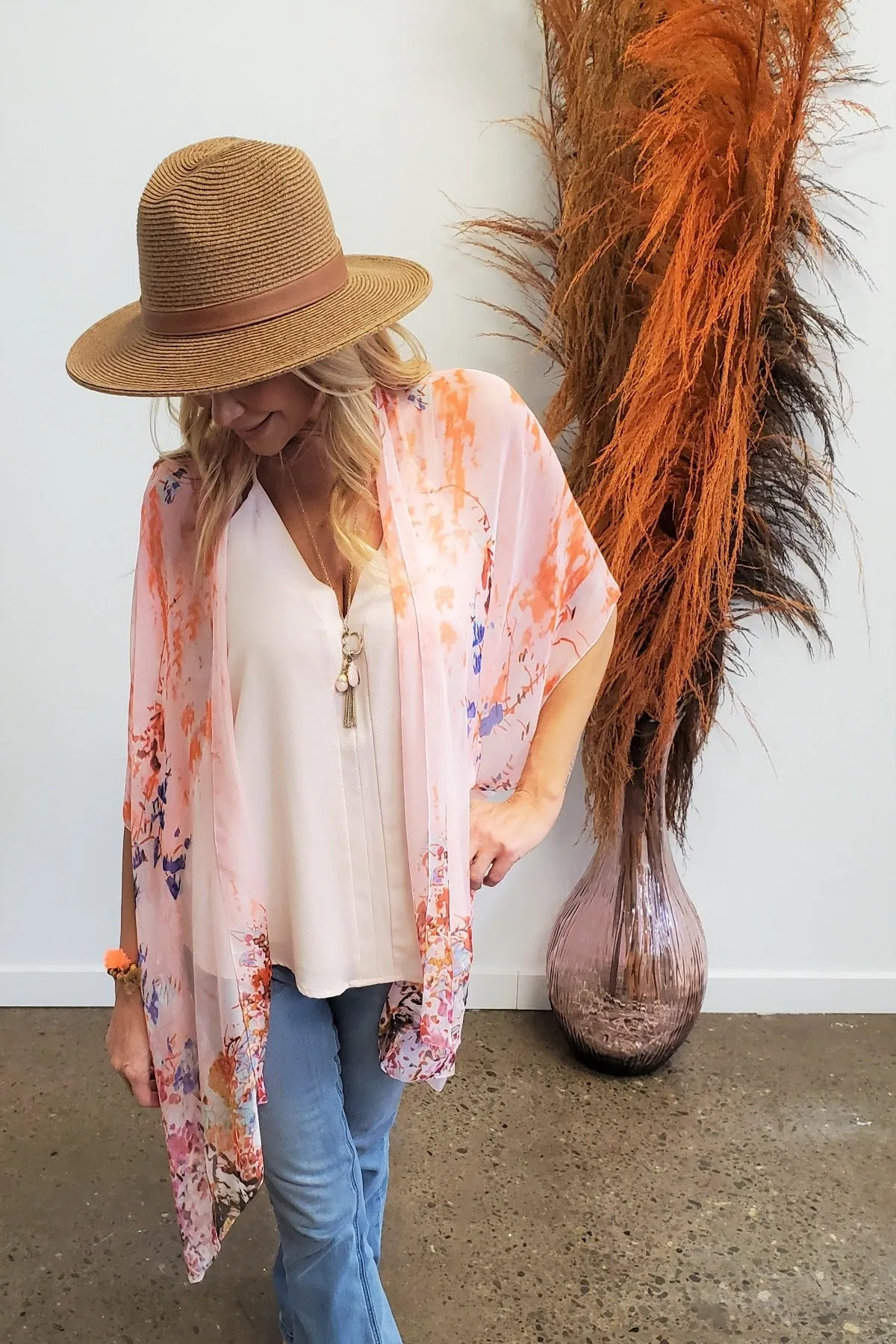 Cherry Blossom Silk Chiffon Kimono