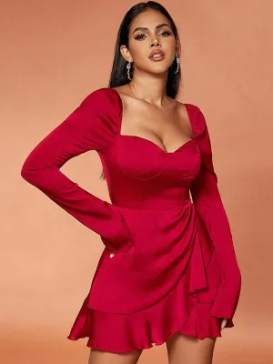 Chic Charm: Ruffled Bell Sleeve Mini Dress for the Contemporary Woman