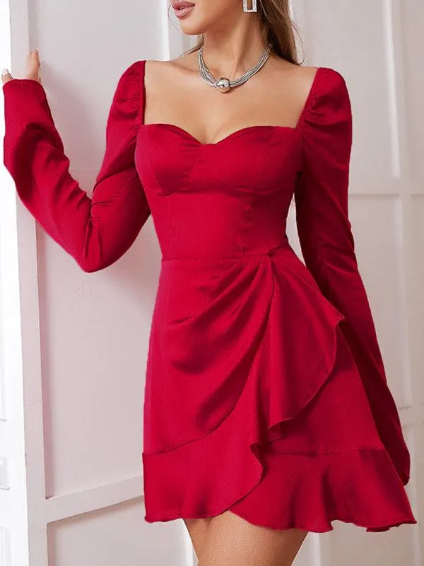 Chic Charm: Ruffled Bell Sleeve Mini Dress for the Contemporary Woman