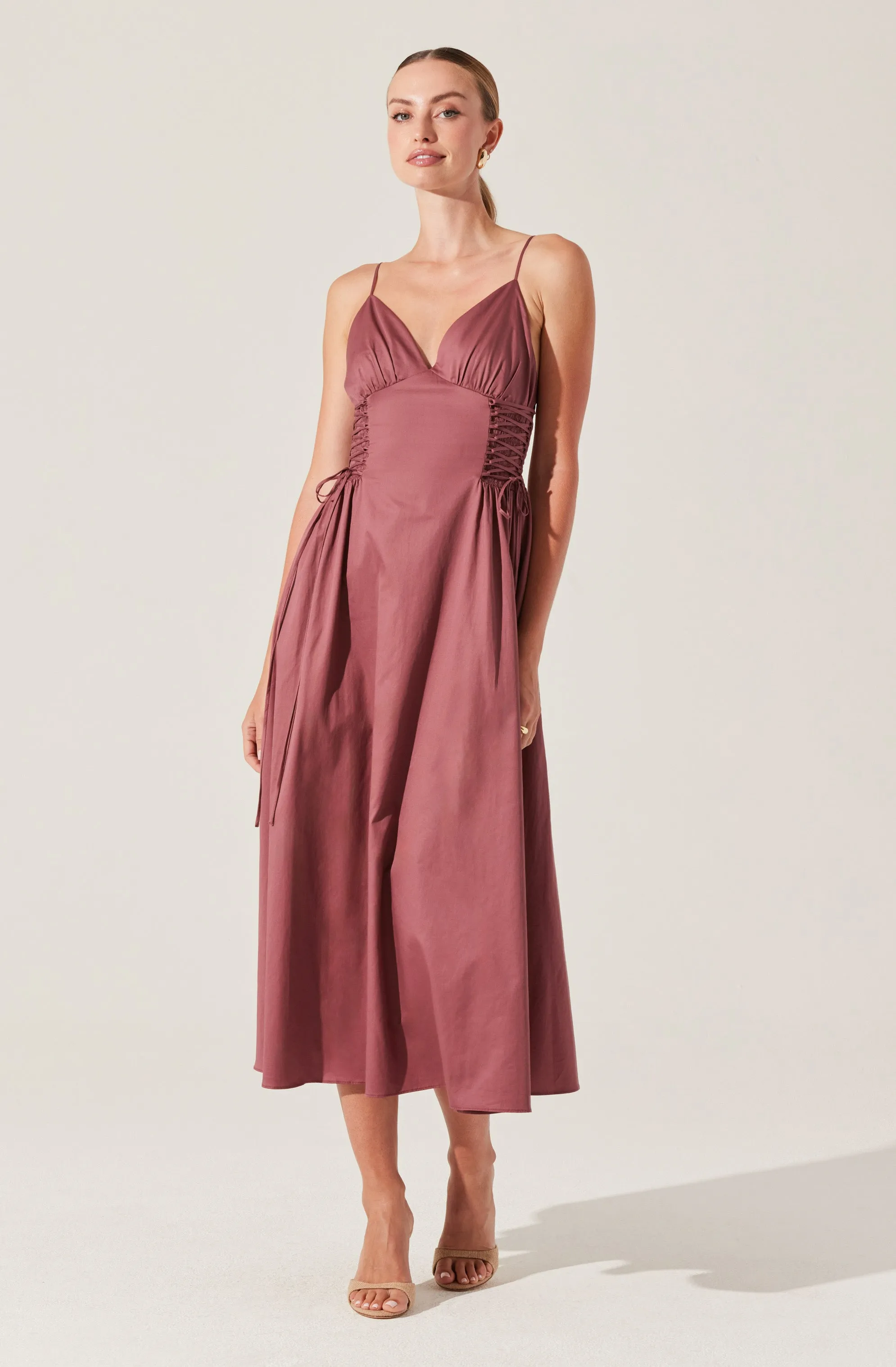 Corset Side Lace-up Poplin Dress
