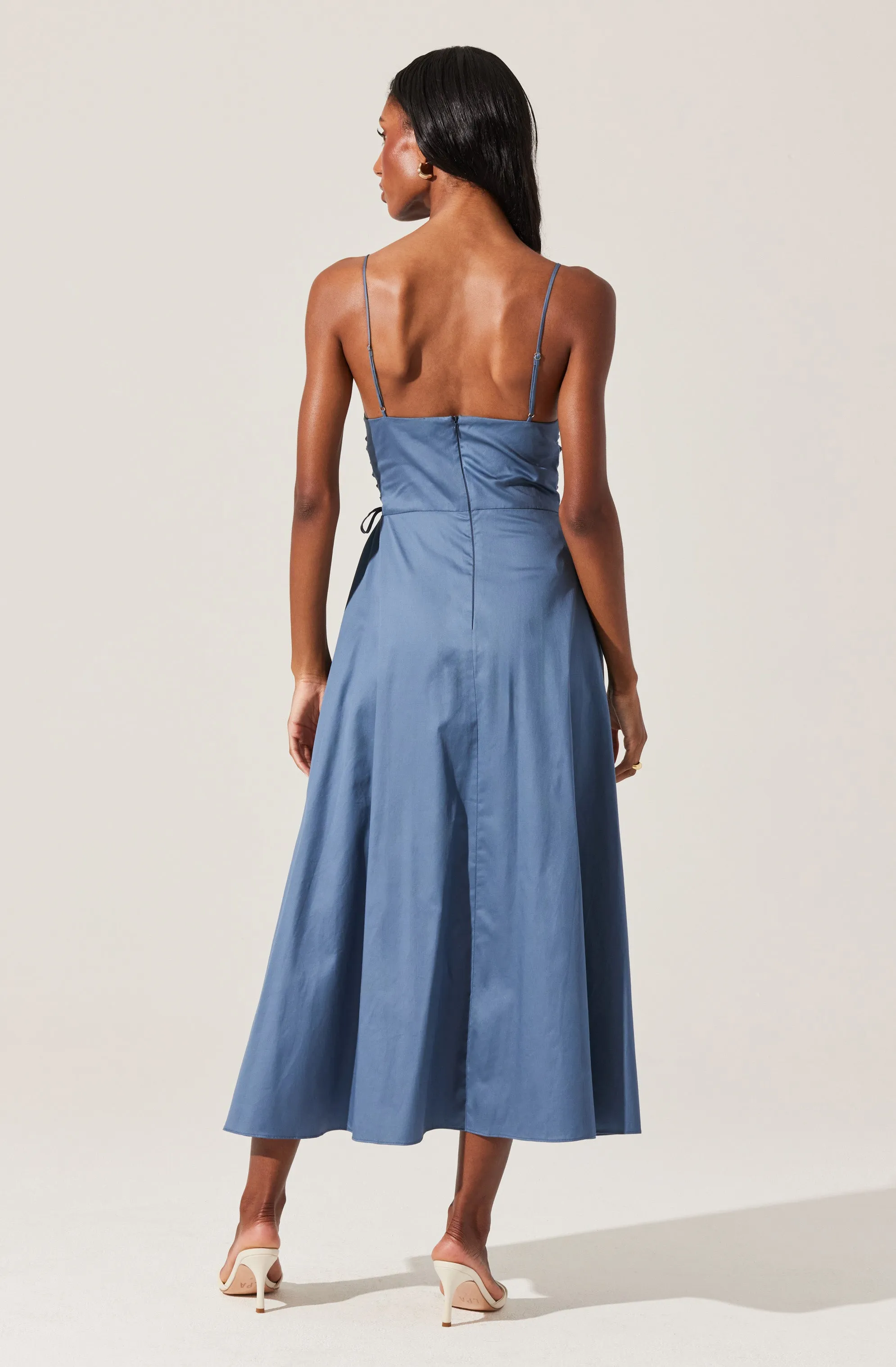 Corset Side Lace-up Poplin Dress