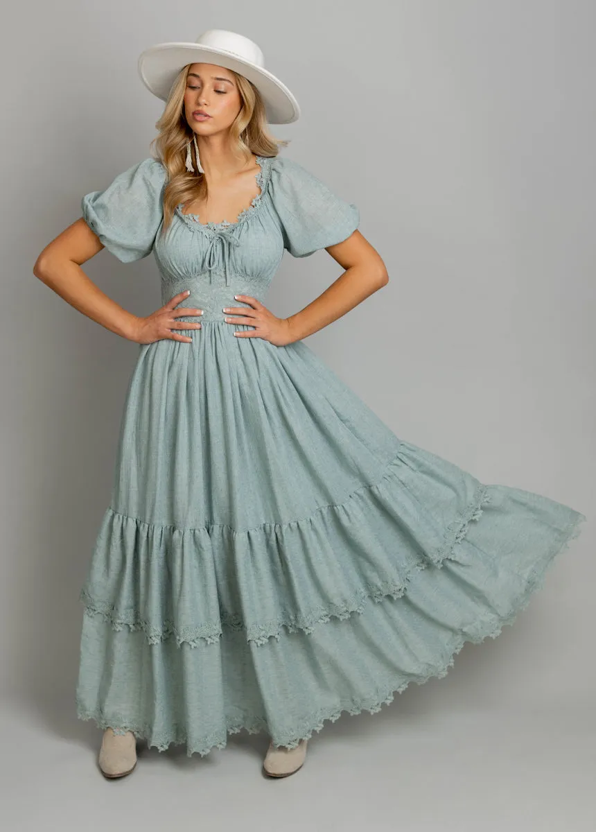 Cristina Dress in Dusty Aqua