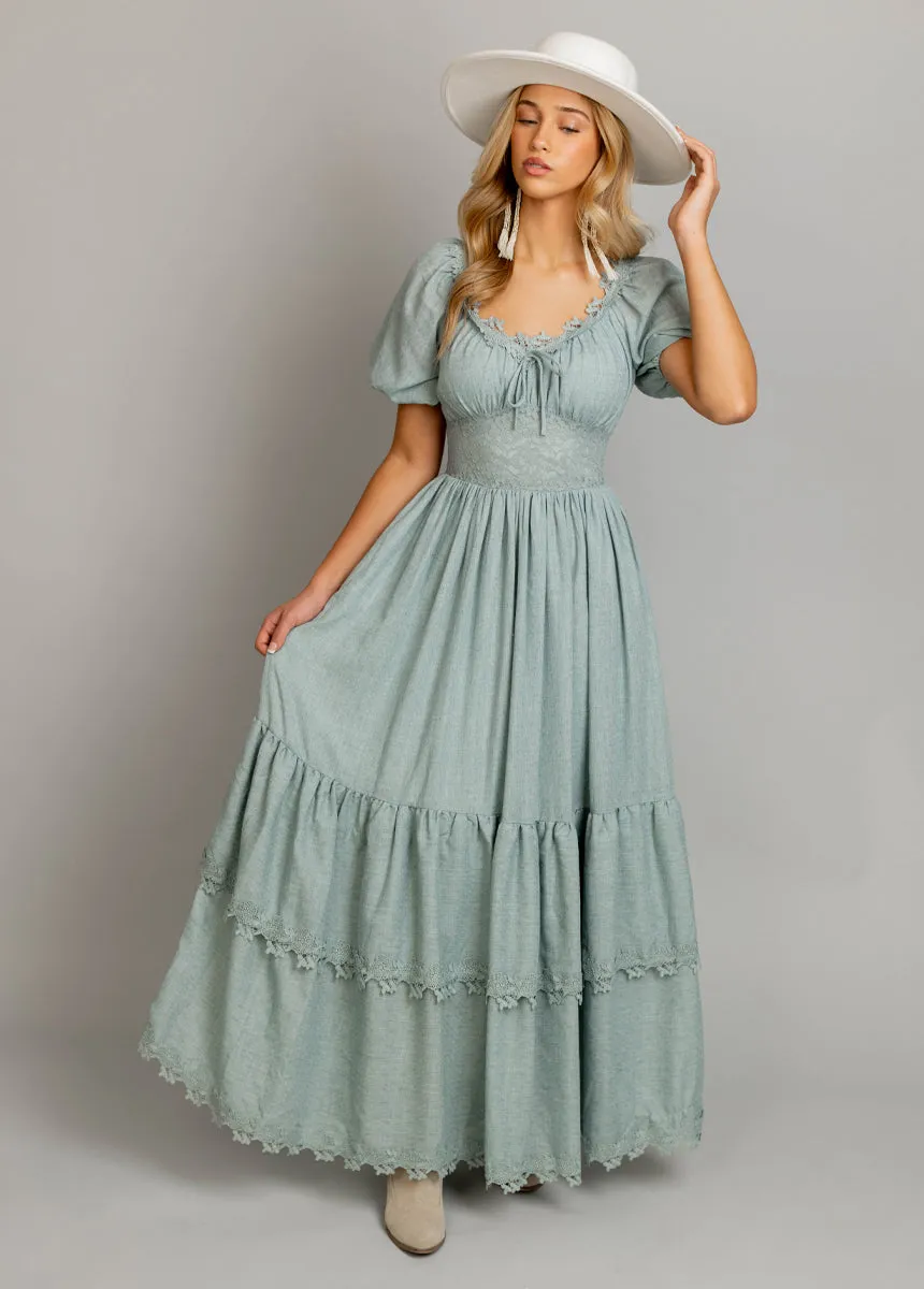 Cristina Dress in Dusty Aqua