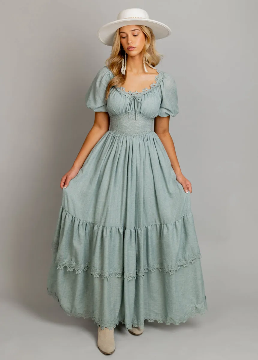 Cristina Dress in Dusty Aqua