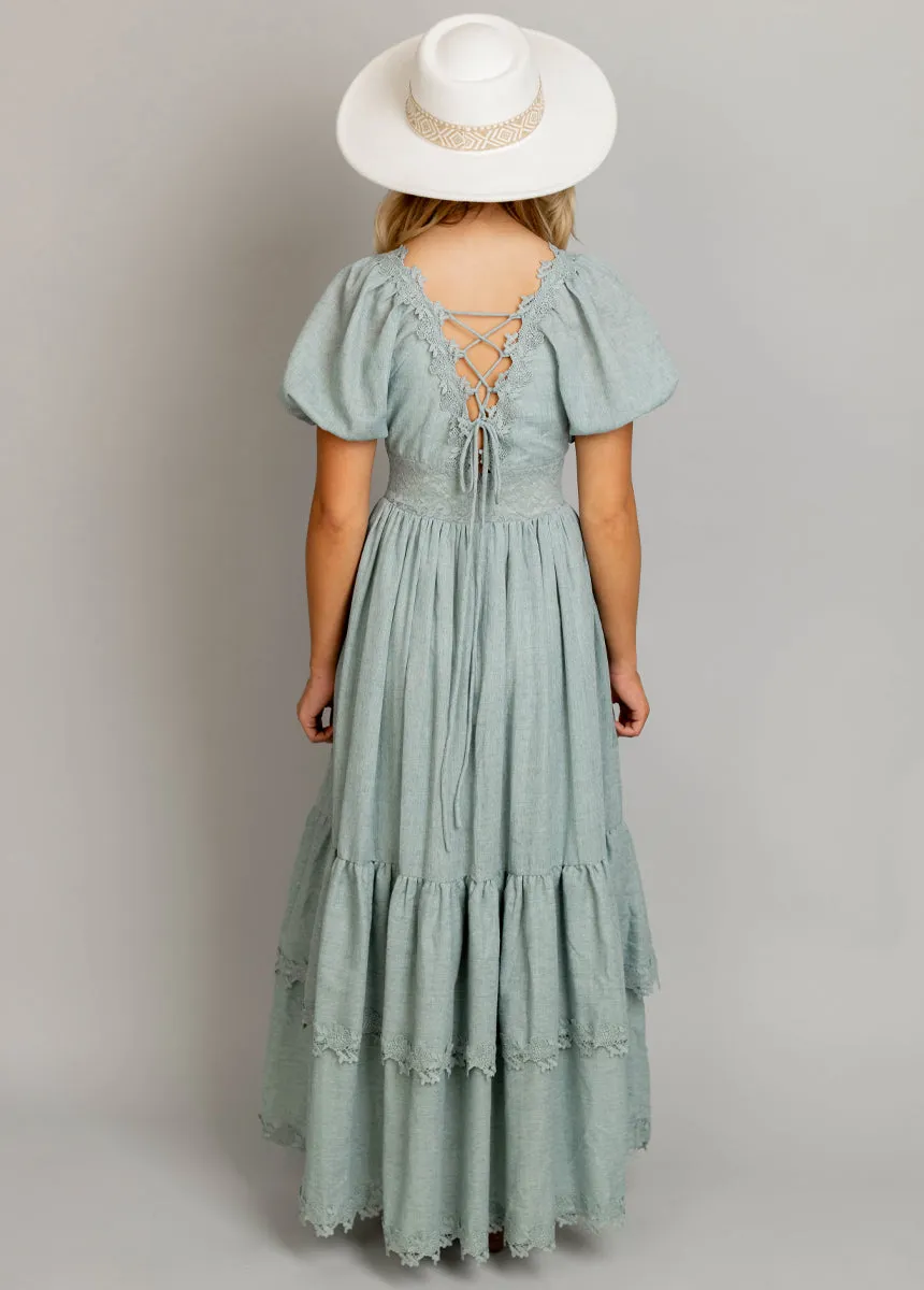 Cristina Dress in Dusty Aqua