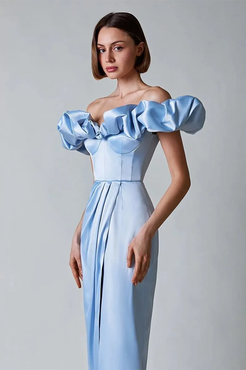 Crystal Off-Shoulder Maxi Split Dress