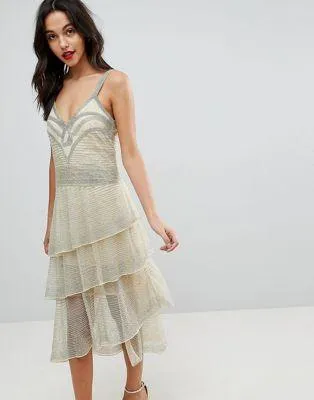 EDITION All Over Beaded Flapper Midi Dress
