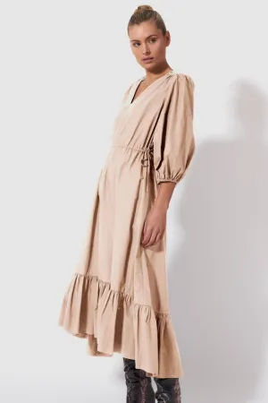 Fantasy Lane Ecru Tiered Midi Dress