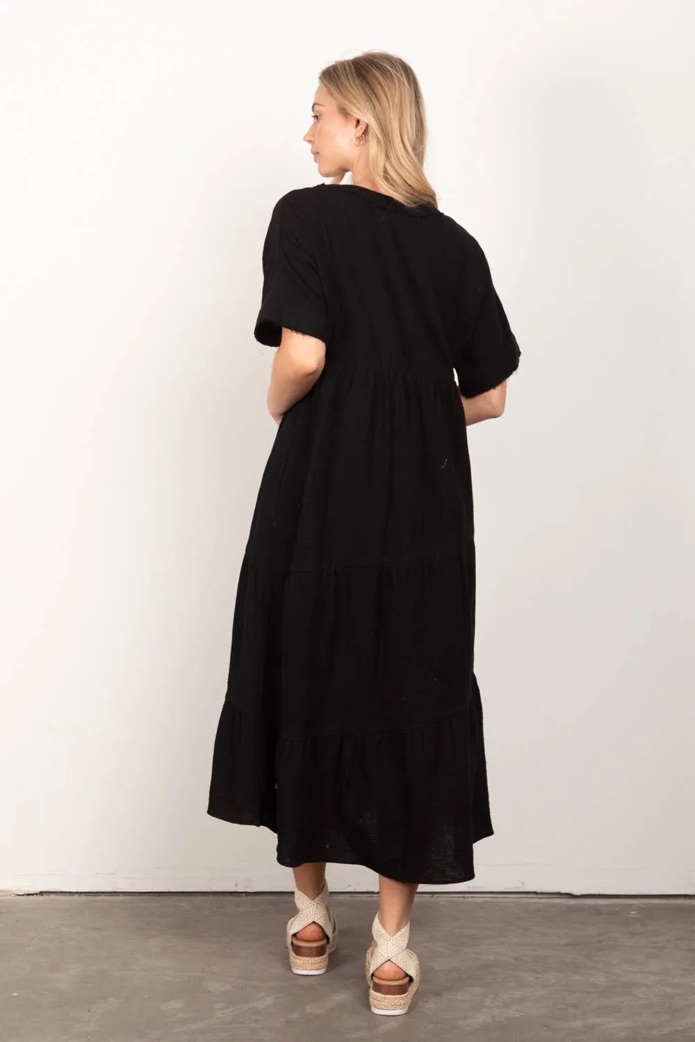 FINAL SALE If You Only Knew Soft Gauze Midi Dress in Curvy