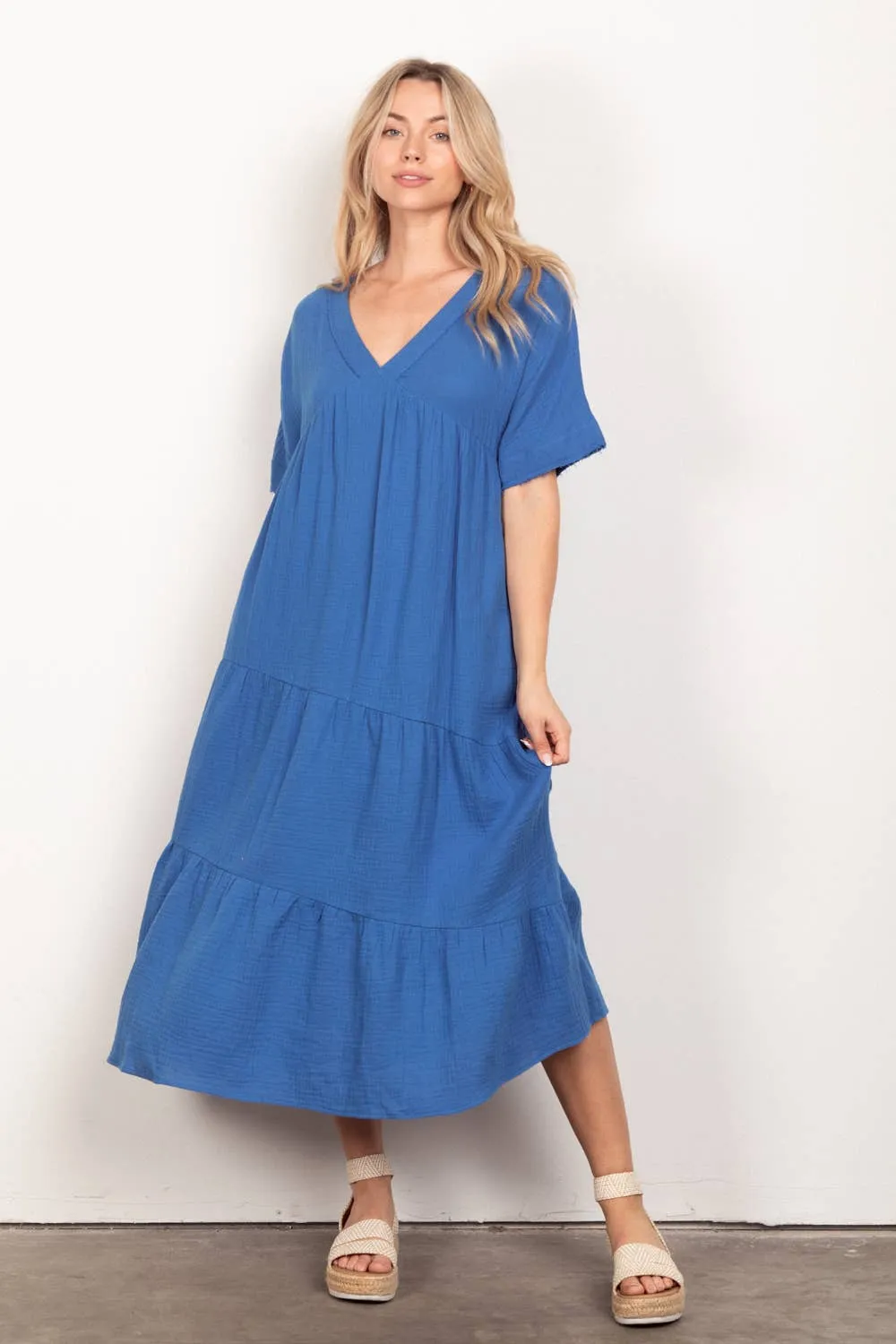 FINAL SALE If You Only Knew Soft Gauze Midi Dress in Curvy