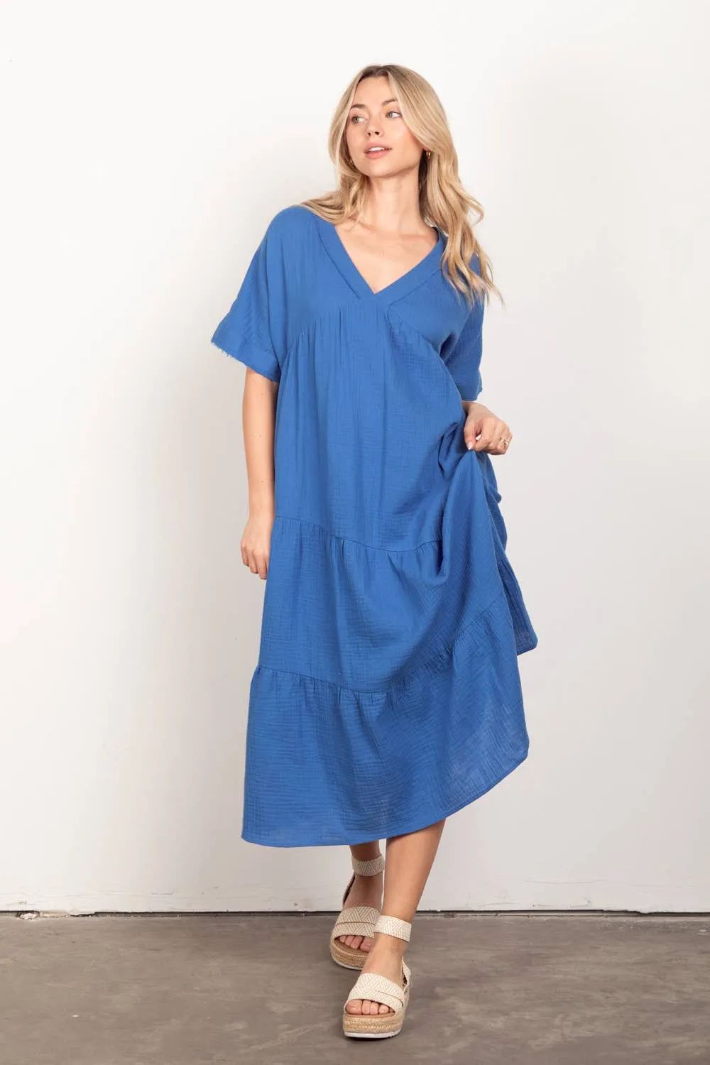 FINAL SALE If You Only Knew Soft Gauze Midi Dress in Curvy