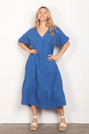 FINAL SALE If You Only Knew Soft Gauze Midi Dress in Curvy
