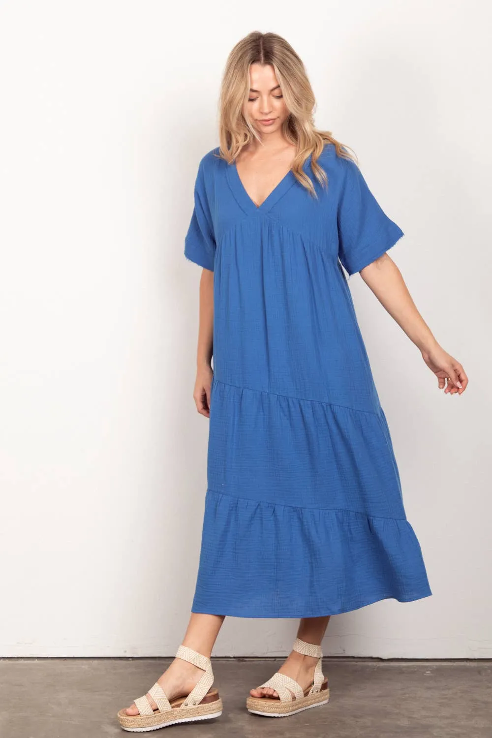 FINAL SALE If You Only Knew Soft Gauze Midi Dress in Curvy