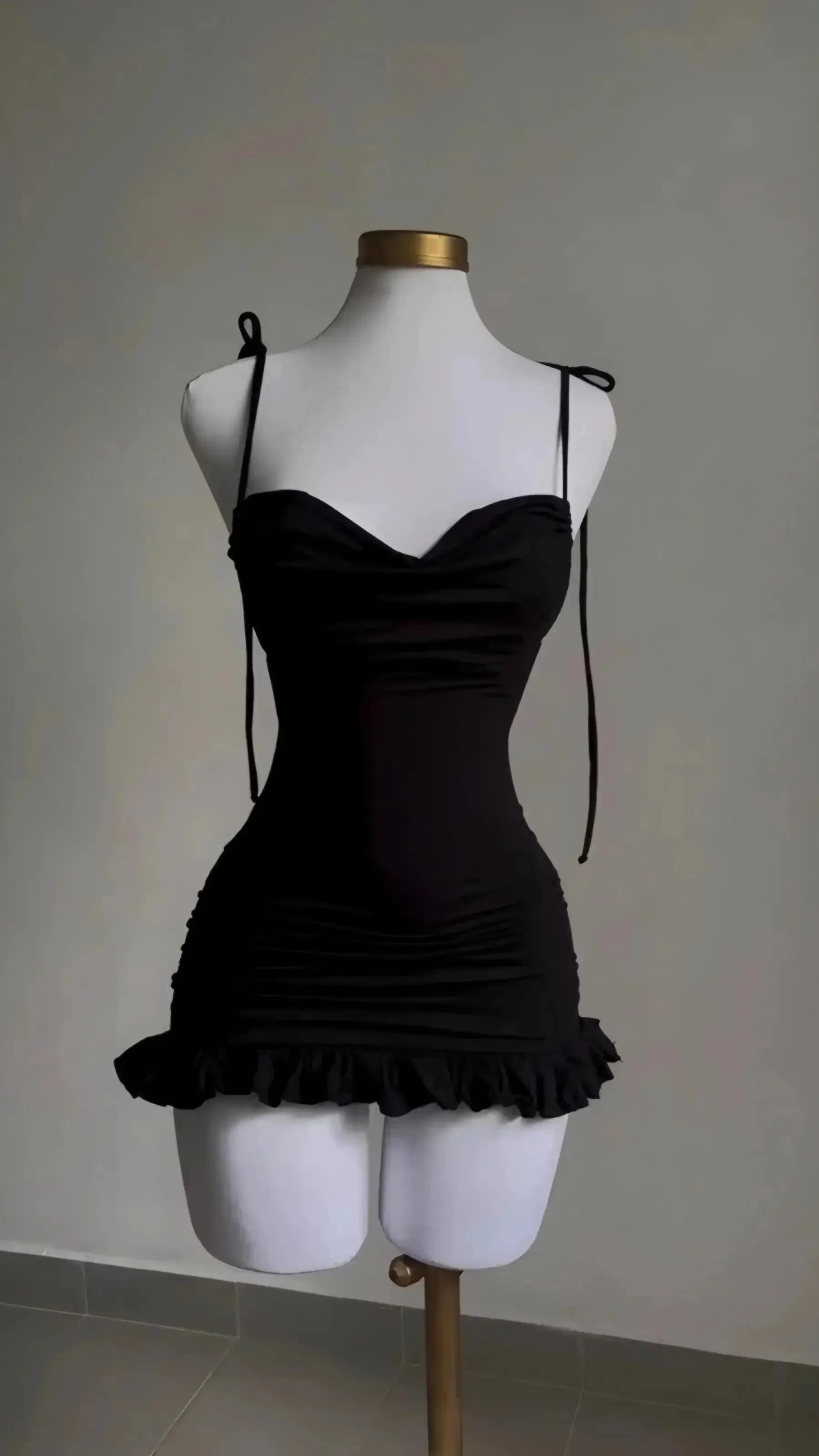 Flytonn- Open Back Lace Up Mini Dress