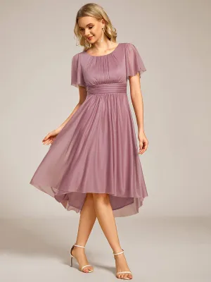 Glitter Round Neck Midi Wedding Guest Dress