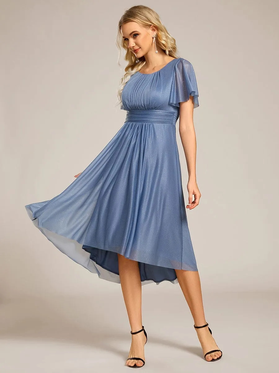 Glitter Round Neck Midi Wedding Guest Dress