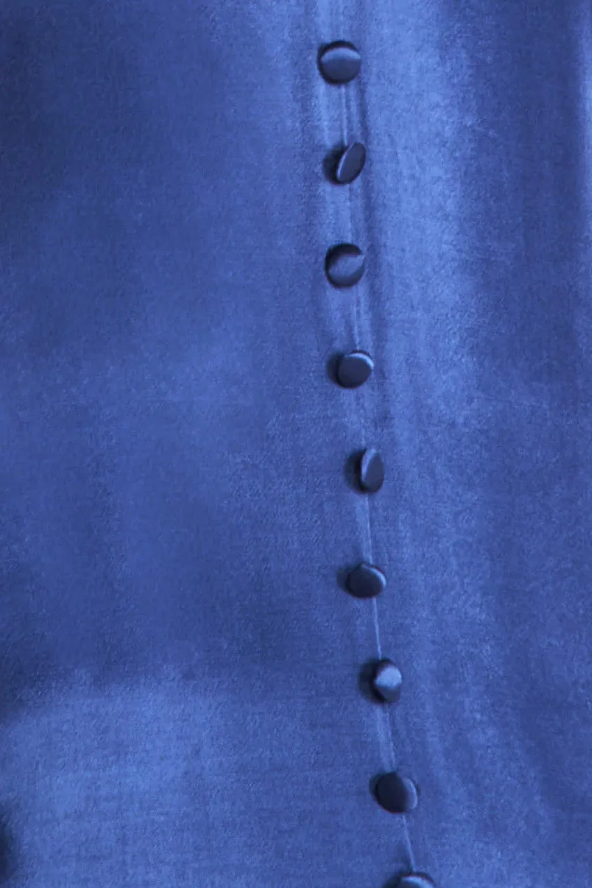 Goddiva Satin Viscose Front Split Maxi - Navy