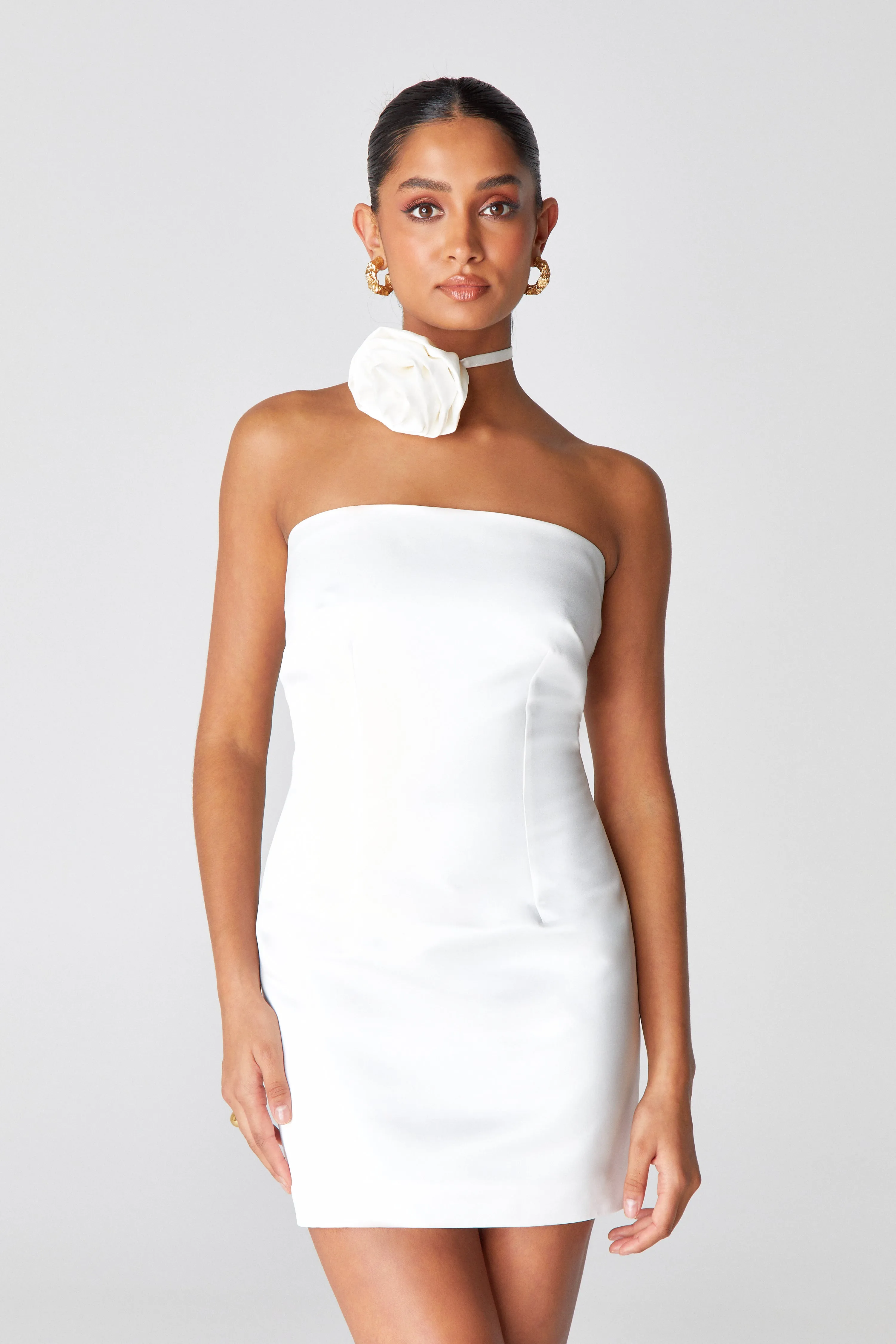 Ivory Satin Mini Dress