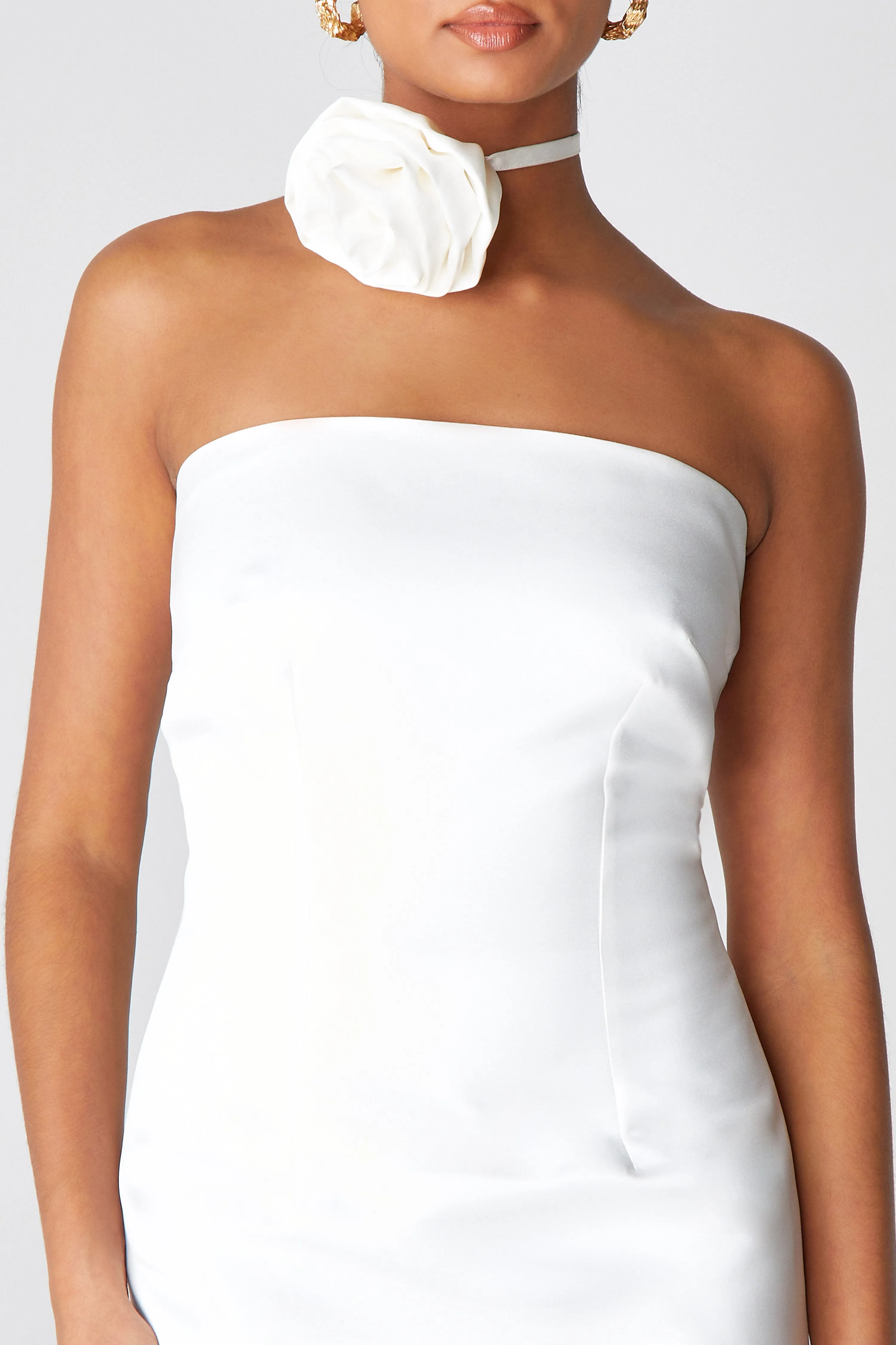 Ivory Satin Mini Dress